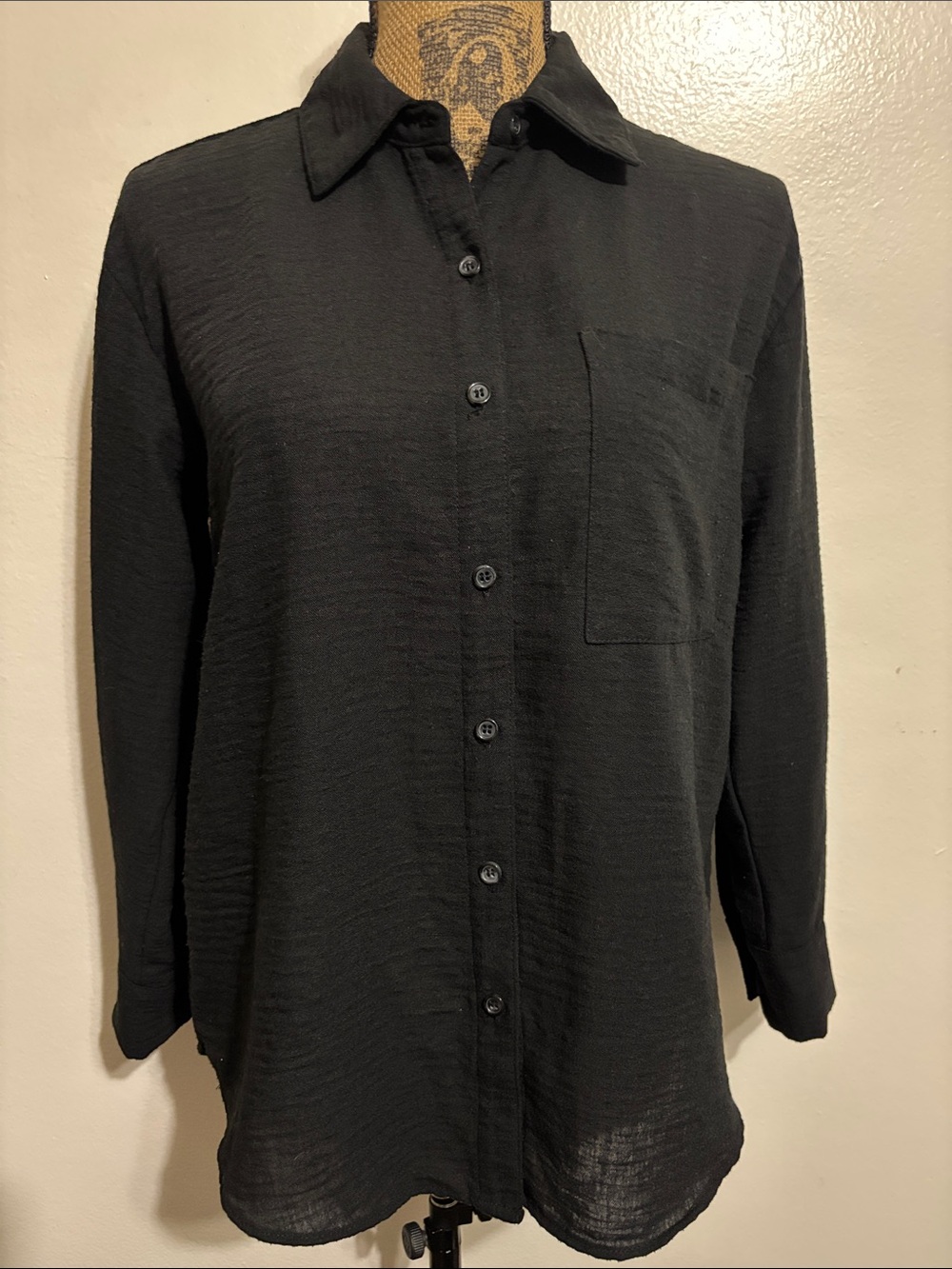 Black Women’s Button-Up Shirt - Classic Long Sleeve